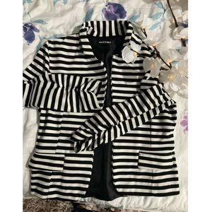 Black and White Horizontal Striped Blazer